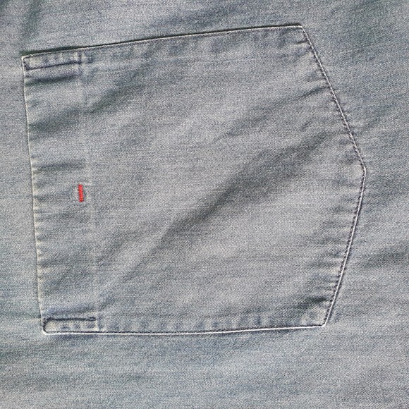 Size L Chest 46-48" Collar 40cm Vintage Short Sleeve Denim Shirt - Picture 4 of 8